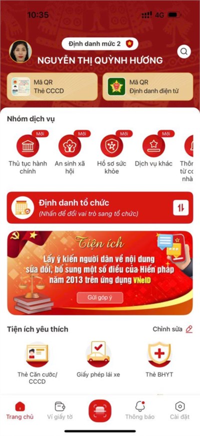 Hướng dẫn Nhân dân về góp ý sửa đổi một số điều của Hiến pháp năm 2013 trên VNeID
